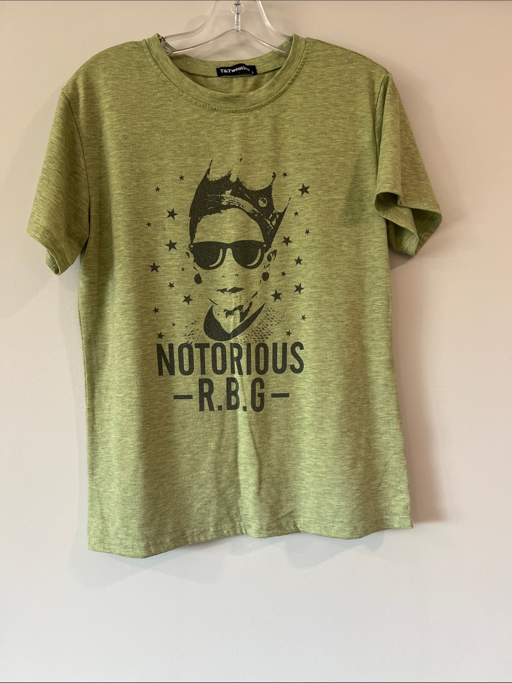 ‘Notorious R.B.G.' Graphic Tee - Green, space dye, small